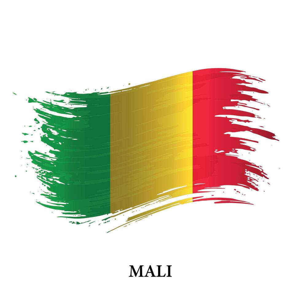 grunge vlag van Mali, borstel beroerte vector