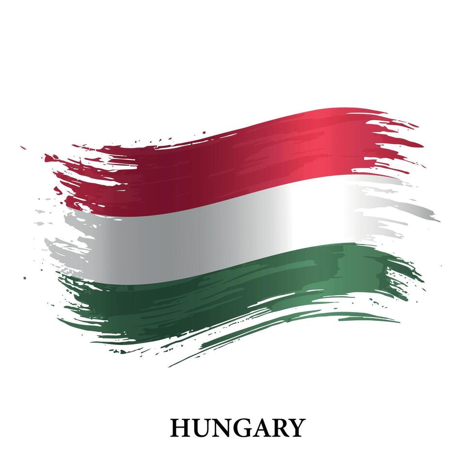 grunge vlag van Hongarije, borstel beroerte vector