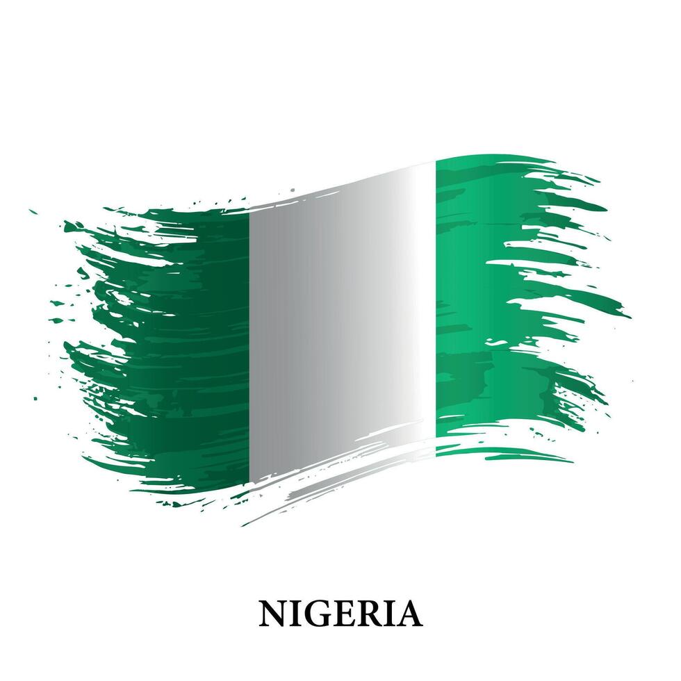 grunge vlag van nigeria, borstel beroerte vector