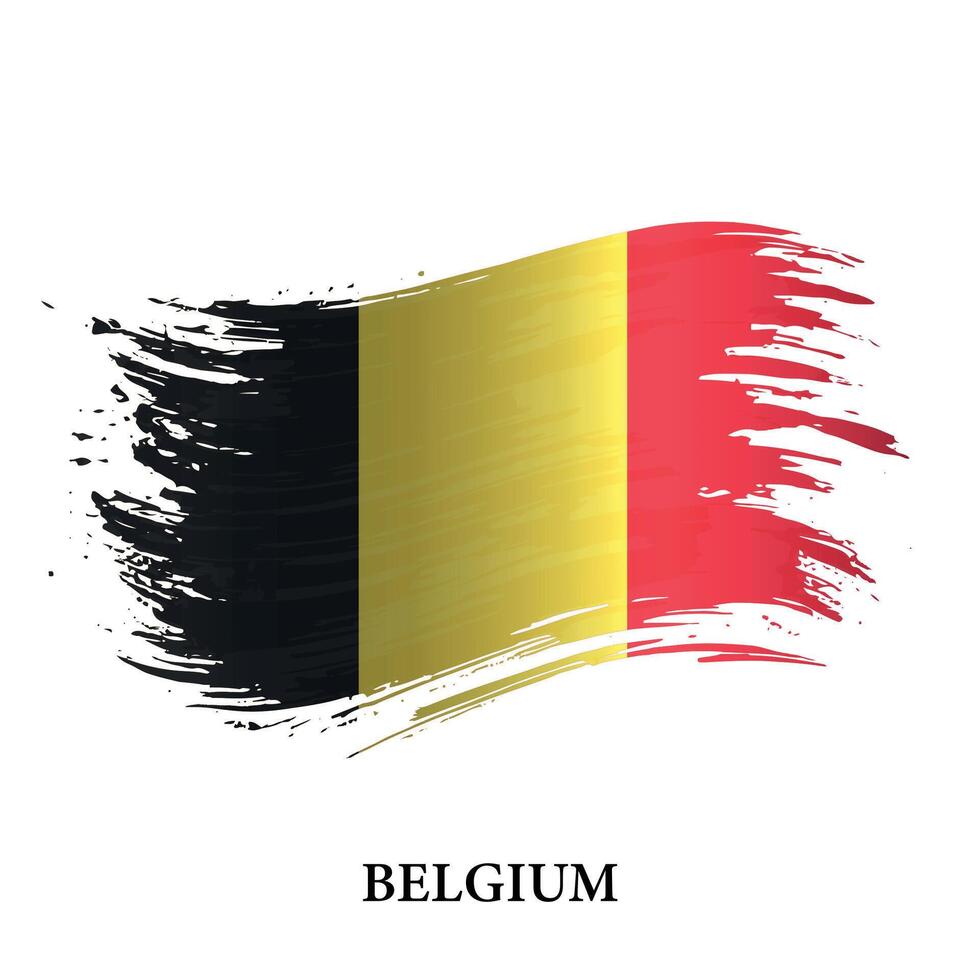 grunge vlag van belgië, borstel beroerte vector