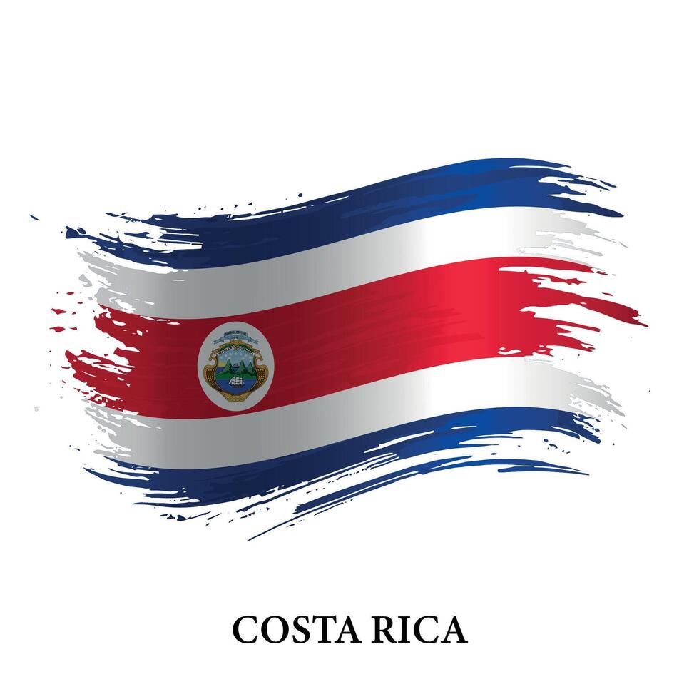 grunge vlag van costa rica, borstel beroerte vector