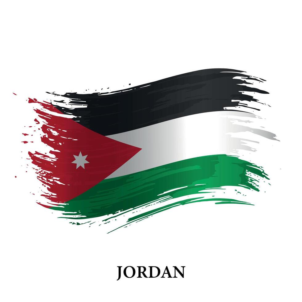 grunge vlag van Jordanië, borstel beroerte achtergrond vector