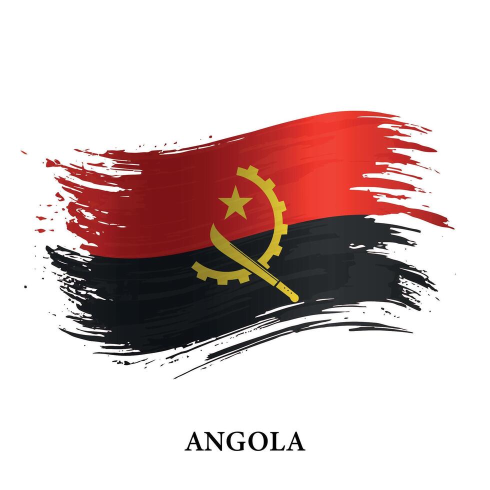 grunge vlag van Angola, borstel beroerte vector