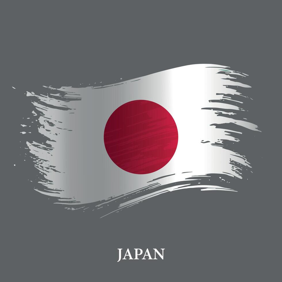 grunge vlag van Japan, borstel beroerte achtergrond vector