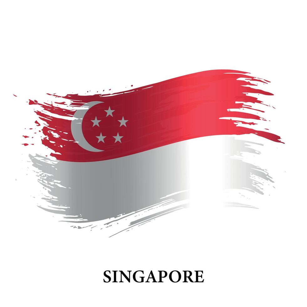 grunge vlag van Singapore, borstel beroerte achtergrond vector