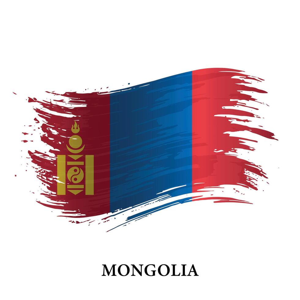 grunge vlag van Mongolië, borstel beroerte achtergrond vector