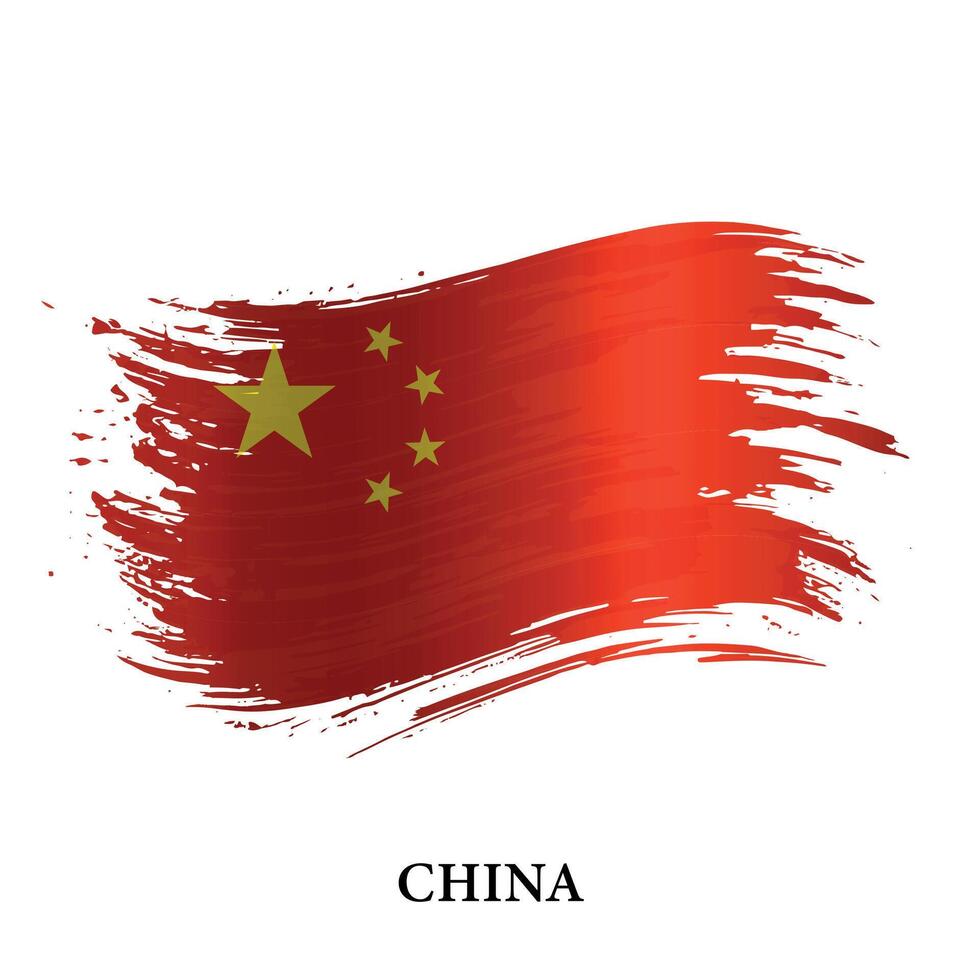 grunge vlag van China, borstel beroerte achtergrond vector