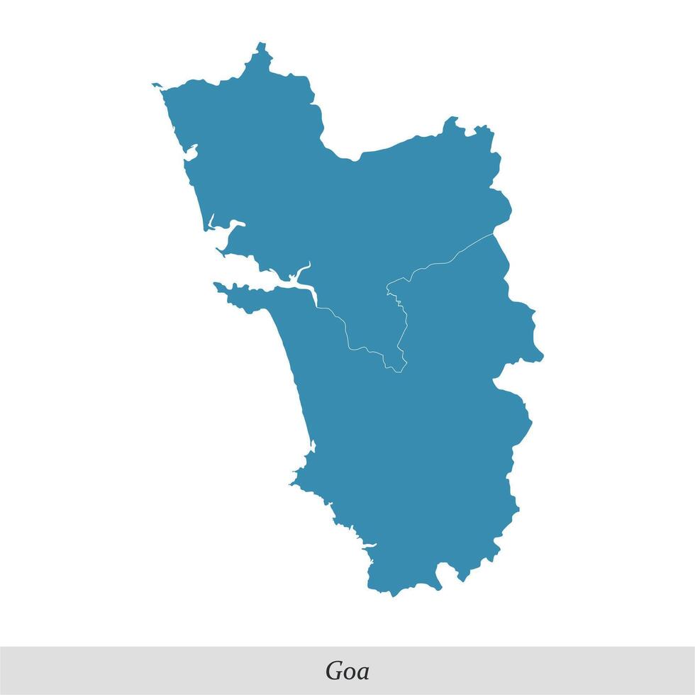 kaart van goa is een staat van Indië met districten vector