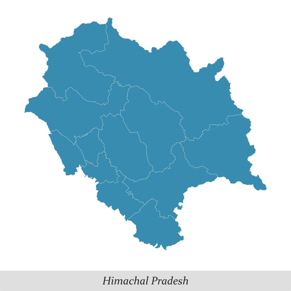 kaart van himachal pradesh is een staat van Indië met districten vector