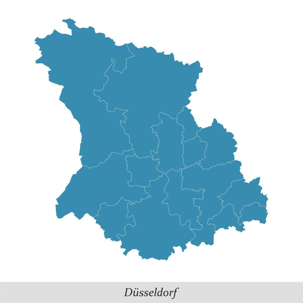 kaart van dusseldorf is een regio in noorden rijn-westfalen staat van Duitsland vector