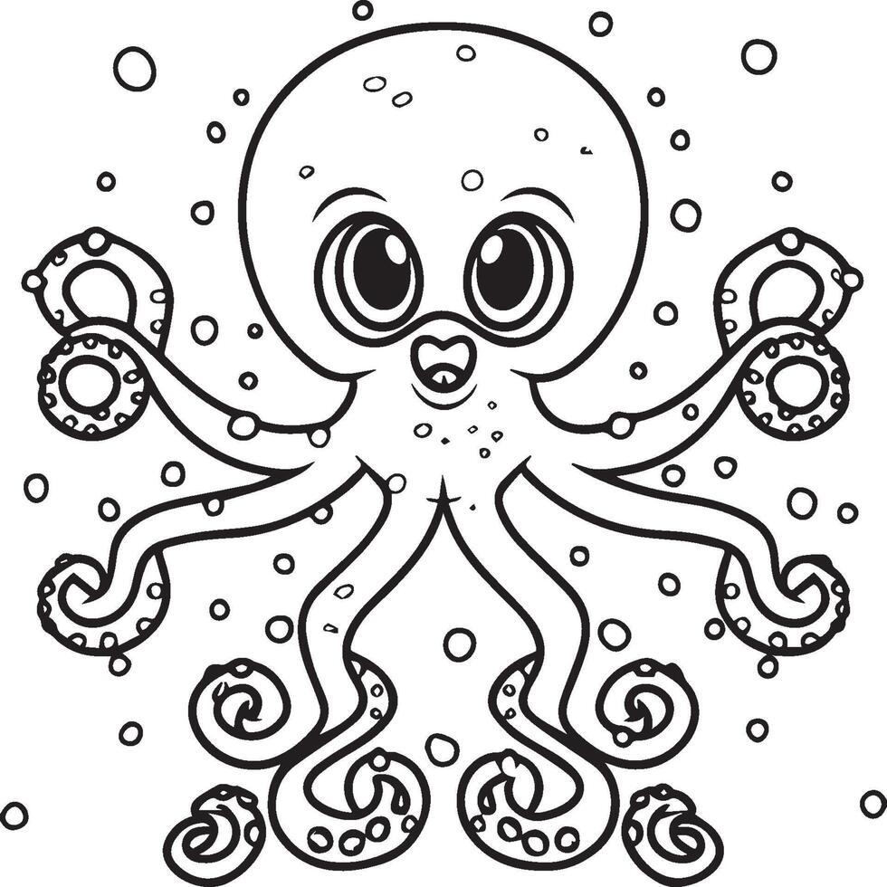 Octopus kleur Pagina's. Octopus schets voor kleur boek vector