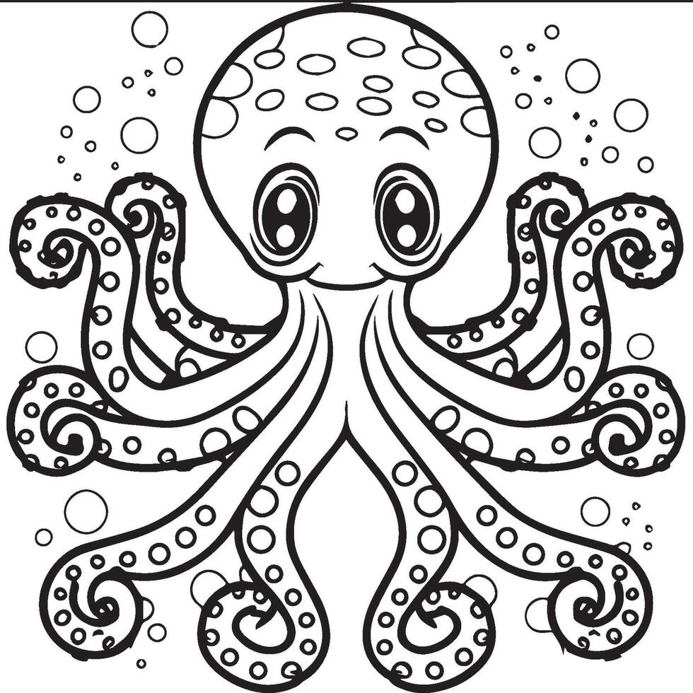 Octopus kleur Pagina's. Octopus schets voor kleur boek vector