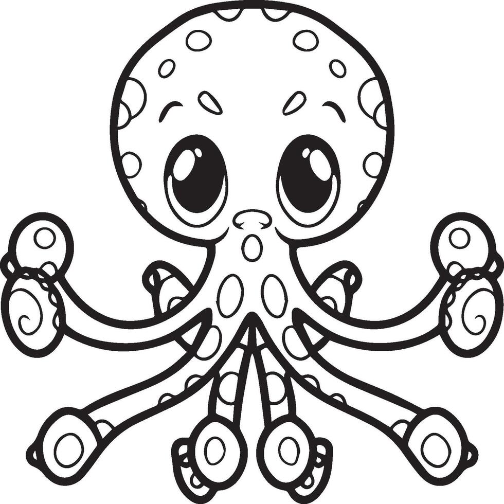 Octopus kleur Pagina's. Octopus schets voor kleur boek vector