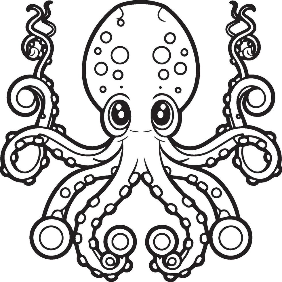 Octopus kleur Pagina's. Octopus schets voor kleur boek vector