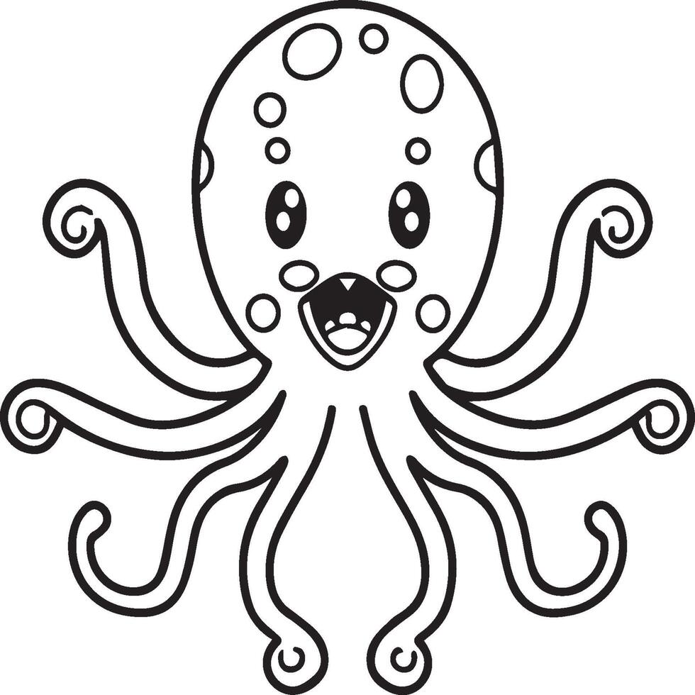 Octopus kleur Pagina's. Octopus schets voor kleur boek vector