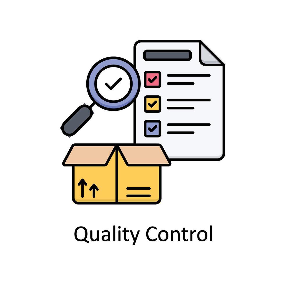 kwaliteit controle vector gevulde schets icoon ontwerp illustratie. fabricage eenheden symbool Aan wit achtergrond eps 10 het dossier