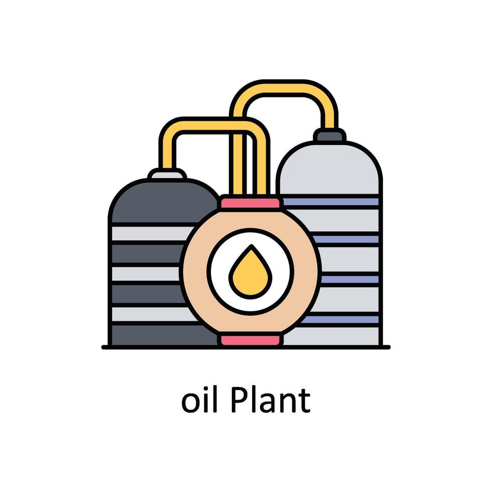 olie fabriek vector gevulde schets icoon ontwerp illustratie. fabricage eenheden symbool Aan wit achtergrond eps 10 het dossier