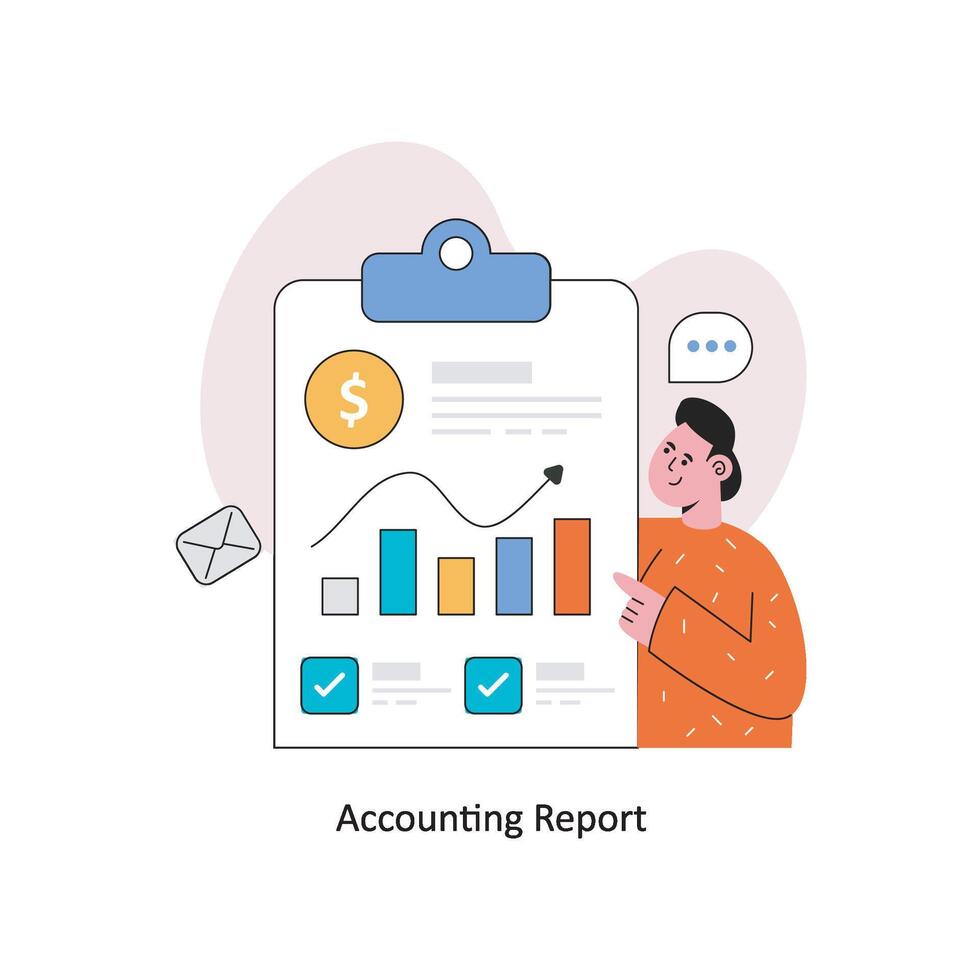 accounting verslag doen van vlak stijl ontwerp vector illustratie. voorraad illustratie