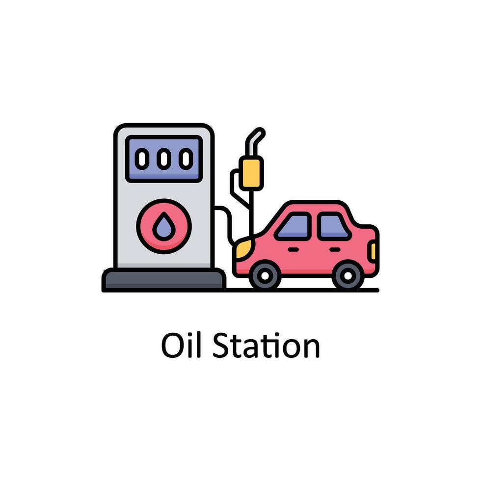 olie station vector gevulde schets icoon ontwerp illustratie. fabricage eenheden symbool Aan wit achtergrond eps 10 het dossier