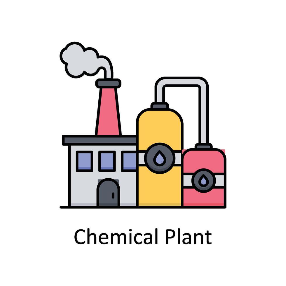 chemisch fabriek vector gevulde schets icoon ontwerp illustratie. fabricage eenheden symbool Aan wit achtergrond eps 10 het dossier