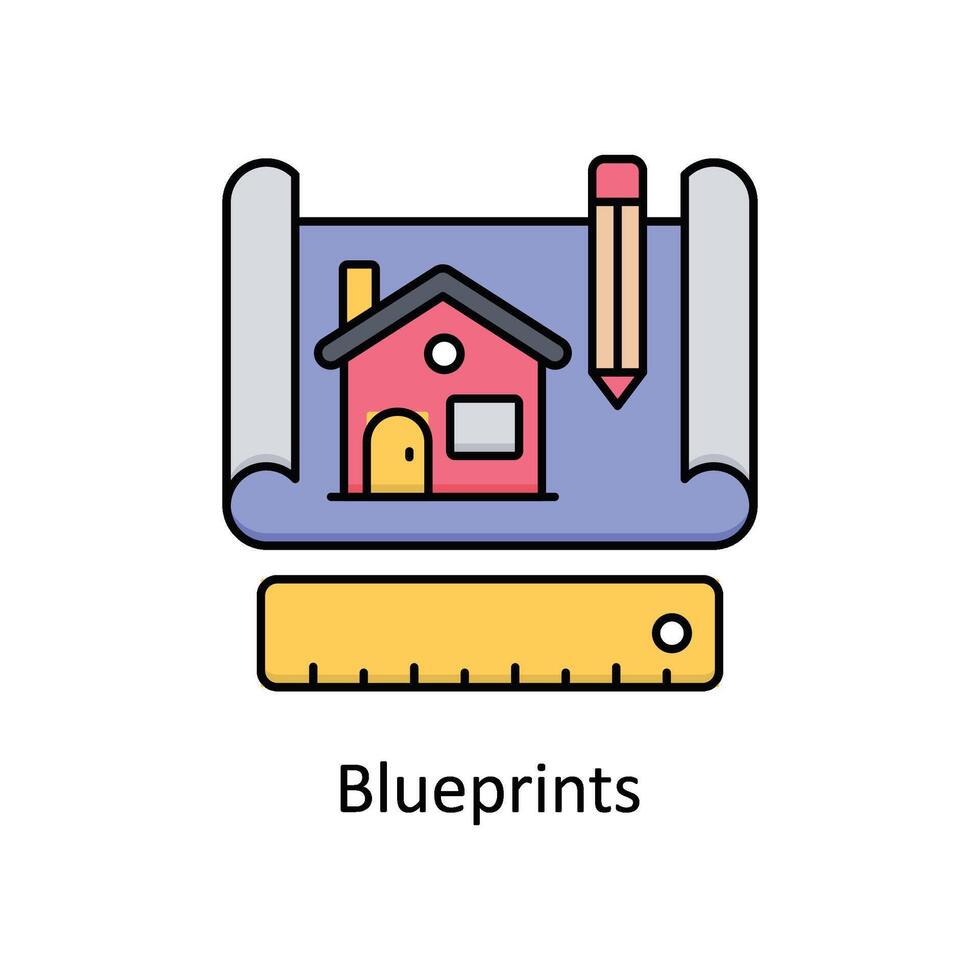 blauwdrukken vector gevulde schets icoon ontwerp illustratie. fabricage eenheden symbool Aan wit achtergrond eps 10 het dossier