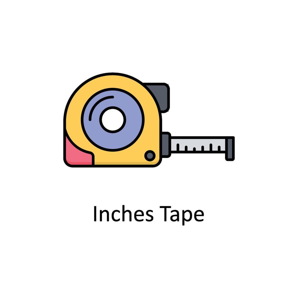 inches plakband vector gevulde schets icoon ontwerp illustratie. fabricage eenheden symbool Aan wit achtergrond eps 10 het dossier