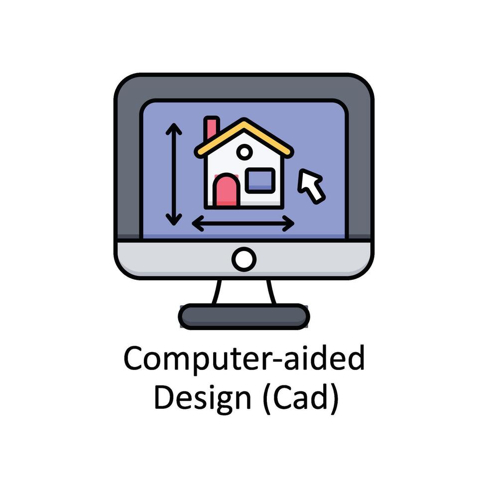 computer geholpen ontwerp vector gevulde schets icoon ontwerp illustratie. fabricage eenheden symbool Aan wit achtergrond eps 10 het dossier