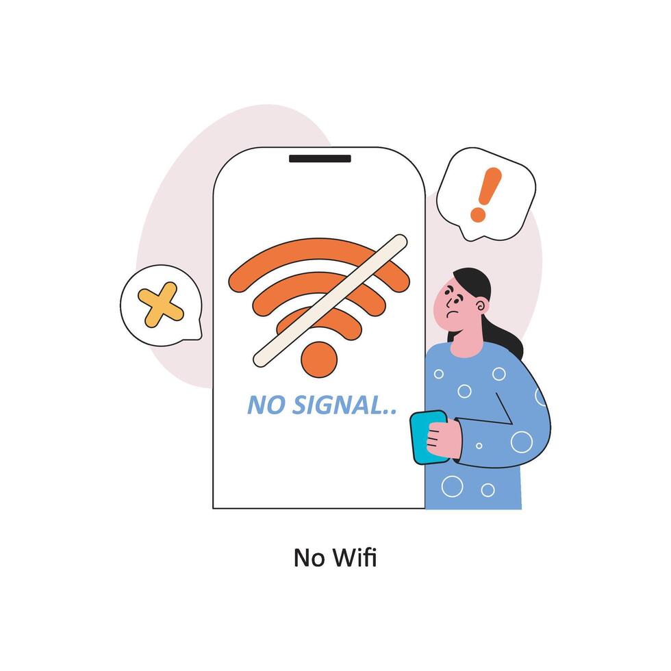 Nee Wifi vlak stijl ontwerp vector illustratie. voorraad illustratie