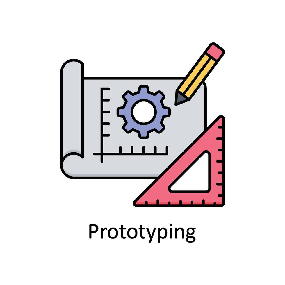 prototyping vector gevulde schets icoon ontwerp illustratie. fabricage eenheden symbool Aan wit achtergrond eps 10 het dossier