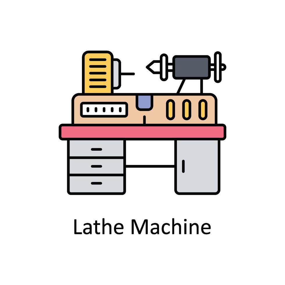 draaibank machine vector gevulde schets icoon ontwerp illustratie. fabricage eenheden symbool Aan wit achtergrond eps 10 het dossier