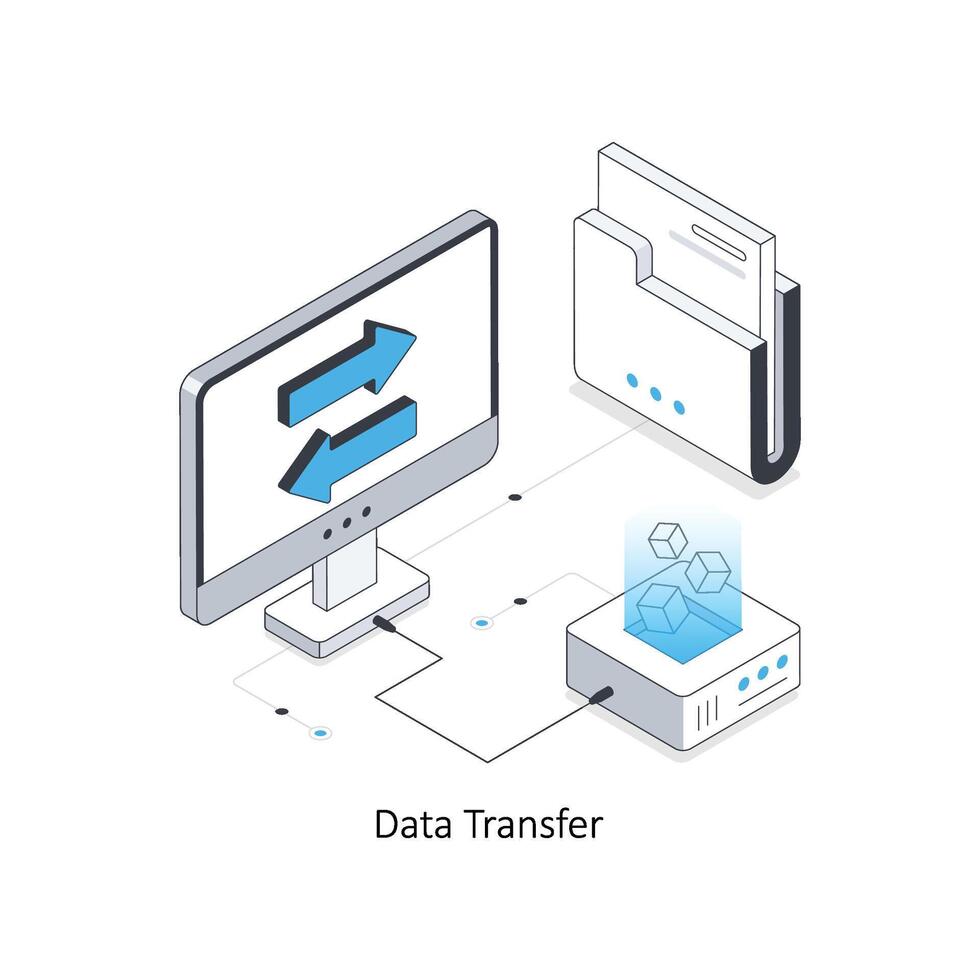 gegevens overdracht isometrische voorraad illustratie. eps het dossier voorraad illustratie. vector