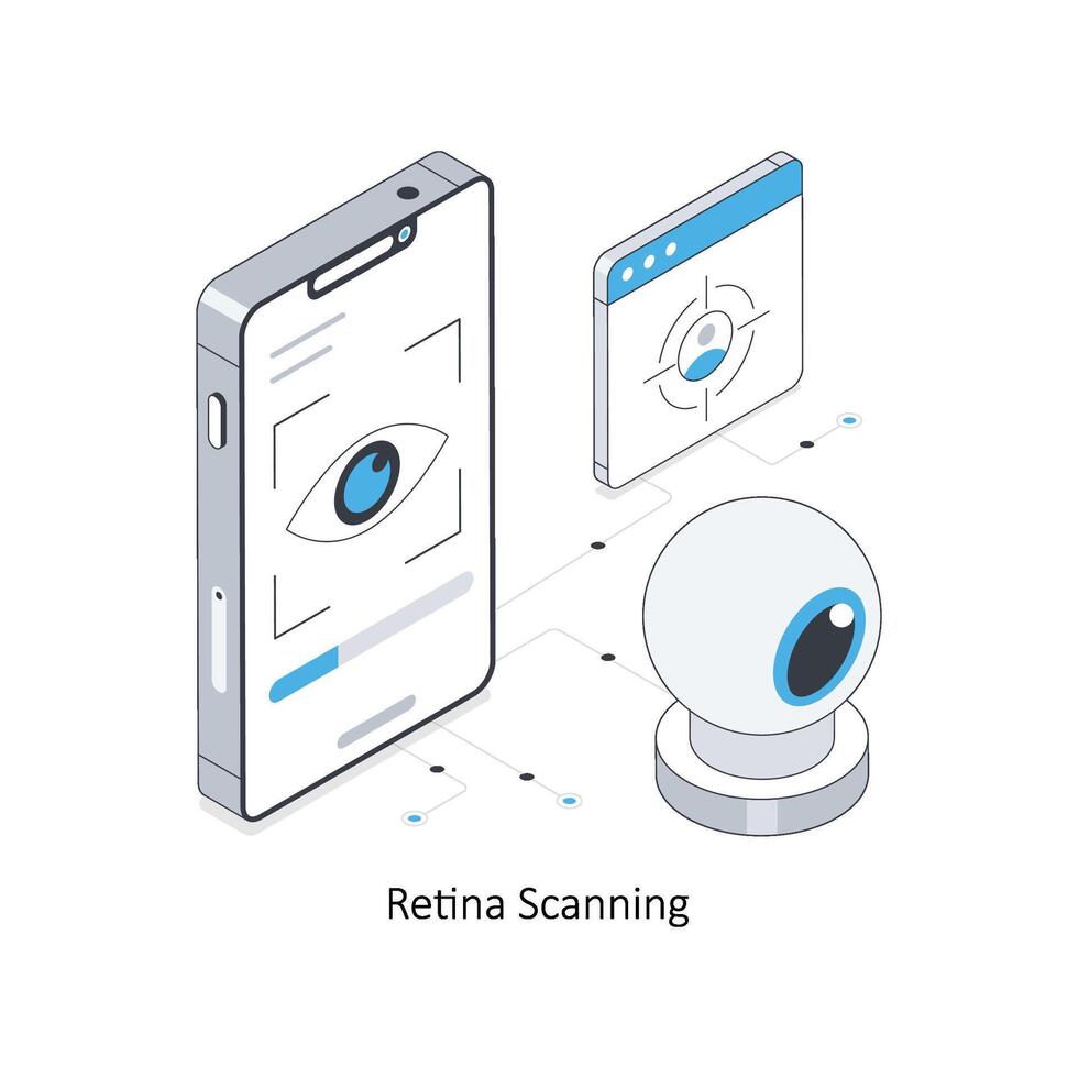 netvlies scannen isometrische voorraad illustratie. eps het dossier voorraad illustratie. vector