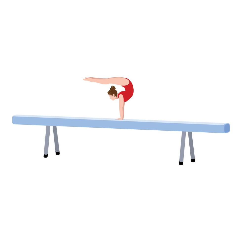 gymnastiek- Aan balans bar icoon tekenfilm vector. houten uitrusting vector