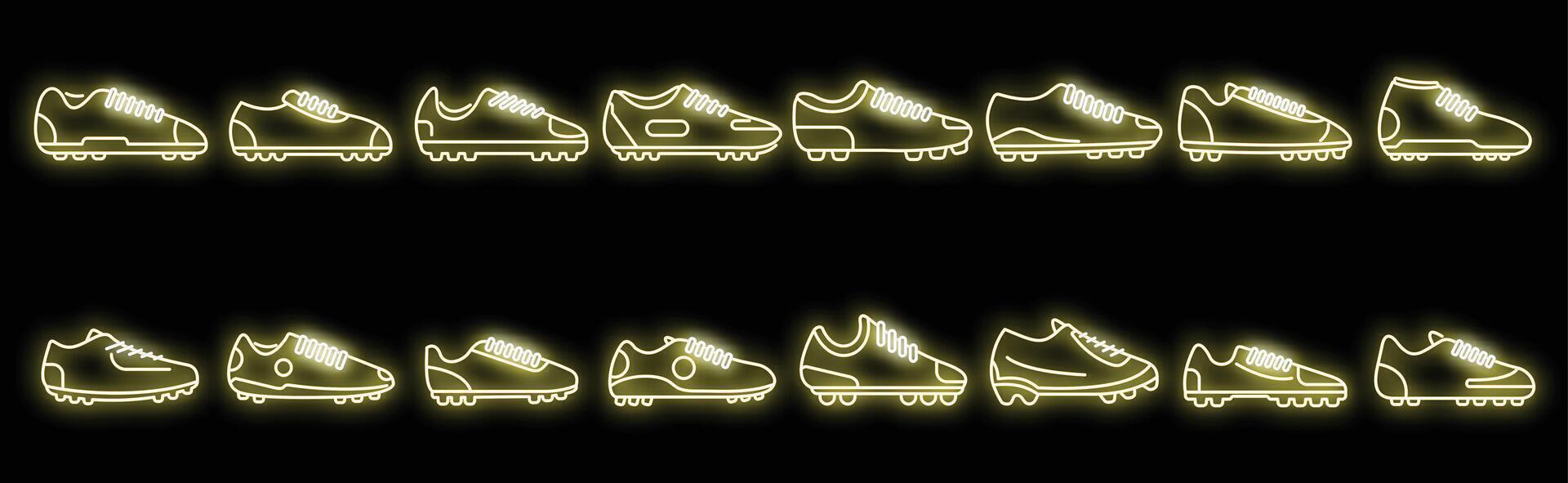 voetbalschoenen pictogrammen instellen vector neon