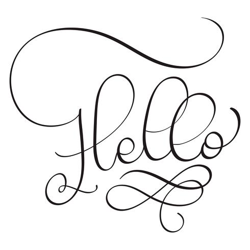 Hallo woord op witte achtergrond. Hand getrokken kalligrafie belettering vectorillustratie EPS10 vector