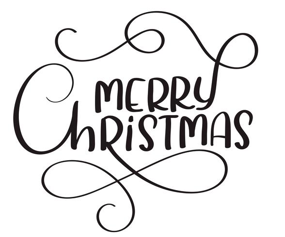 Merry Christmas-kalligrafietekst op witte achtergrond. Hand getrokken belettering vectorillustratie EPS10 vector