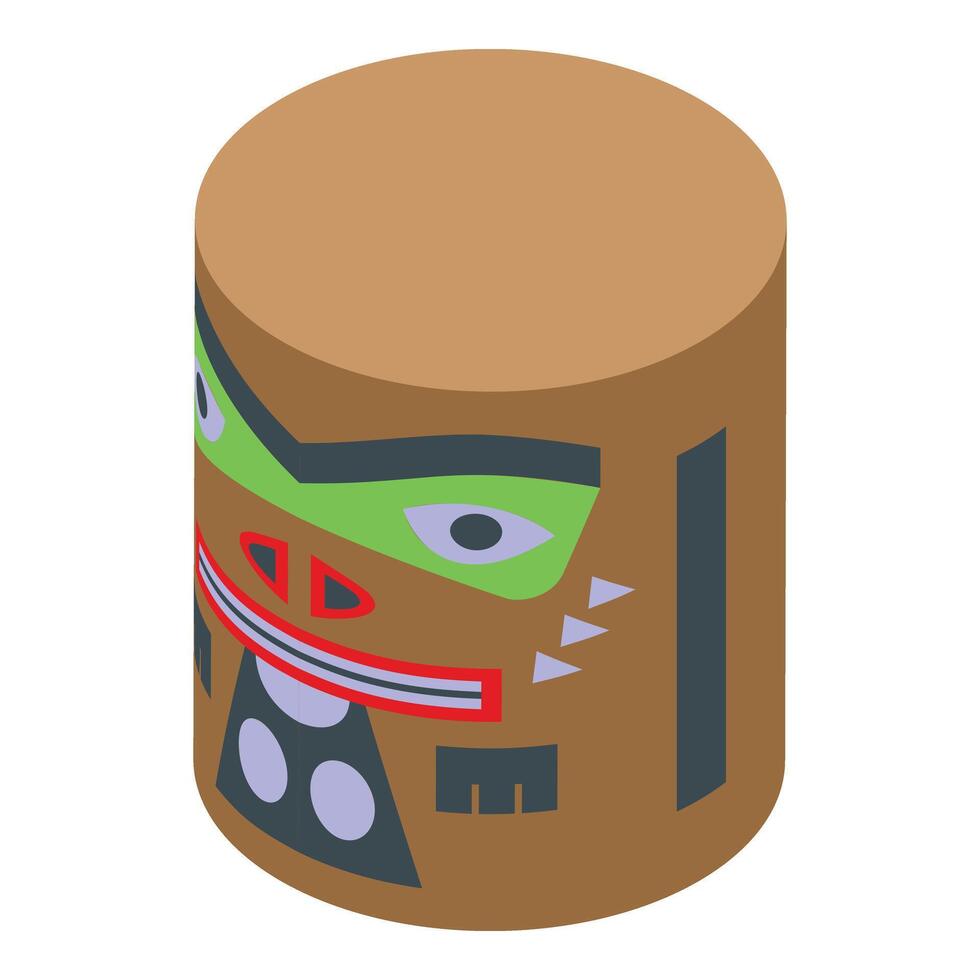 houten totem icoon isometrische vector. eiland dier vector