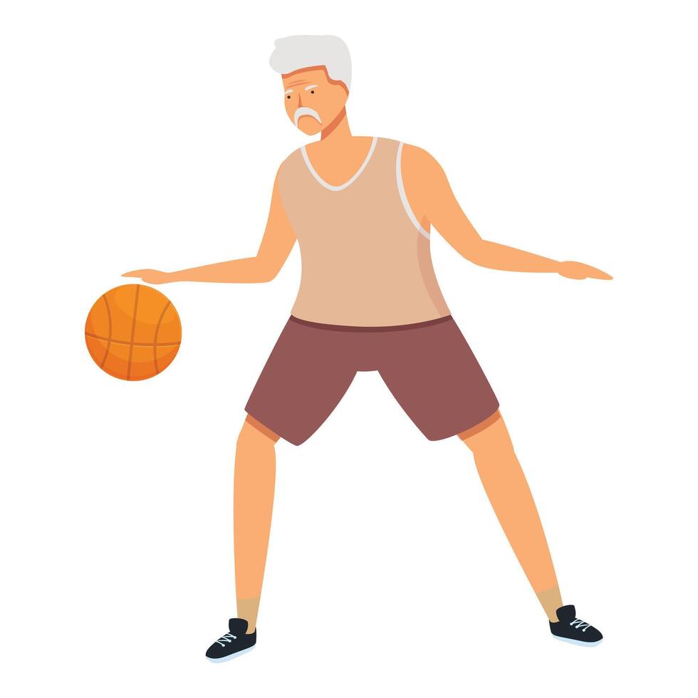 beweging basketbal speler icoon tekenfilm vector. senior persoon vector