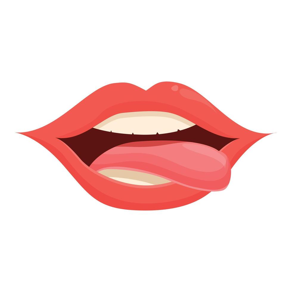 rood sexy lippen icoon tekenfilm vector. Open gezicht mond vector