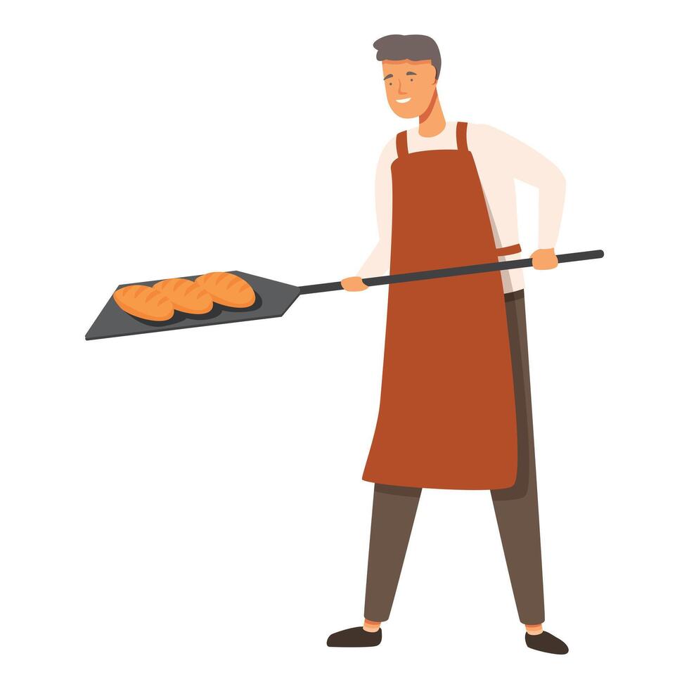 gelukkig brood bakker icoon tekenfilm vector. brood productie oven vector