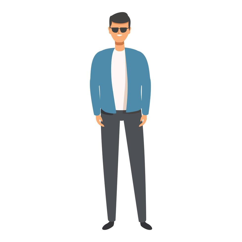 hipster met zonnebril icoon tekenfilm vector. koel modern jongen vector