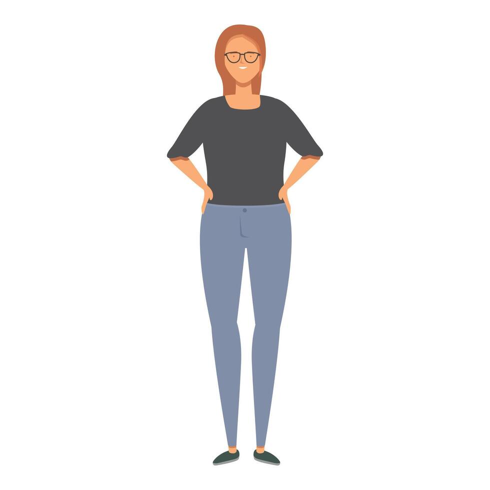 hipster meisje in jeans icoon tekenfilm vector. cultuur mode kijken vector
