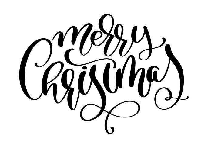 Kalligrafische inscriptie Merry Christmas met floreren. Vector illustratie