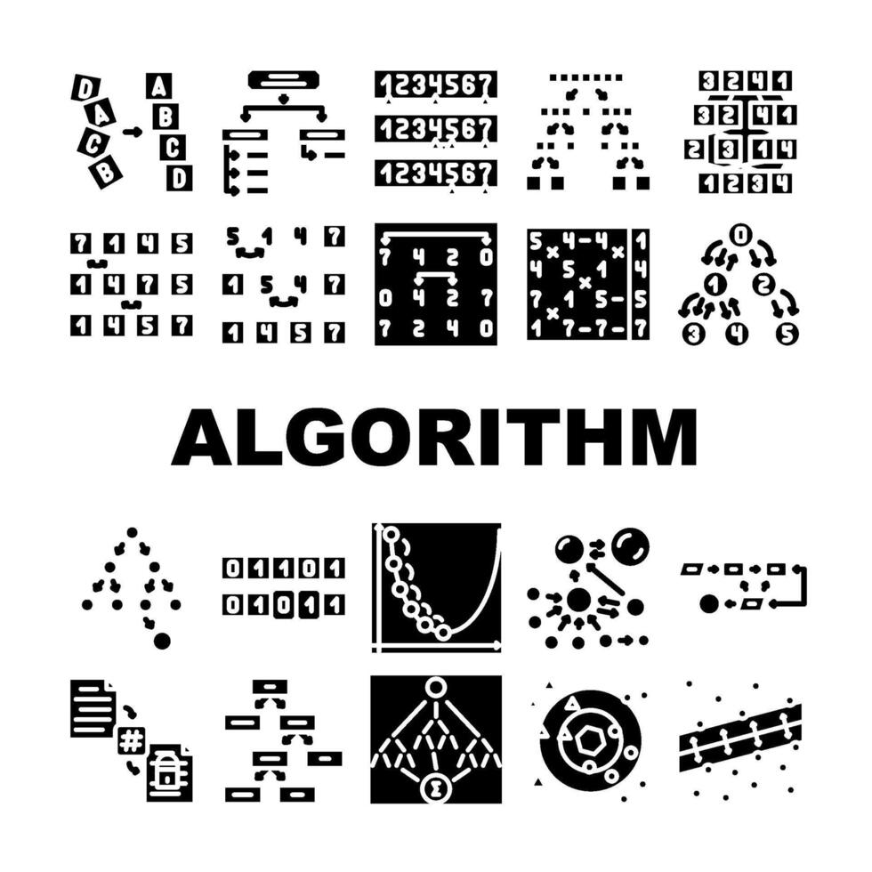 sorteren algoritme gegevens filter pictogrammen reeks vector