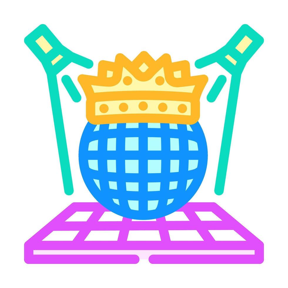 koning disco partij kleur icoon vector illustratie
