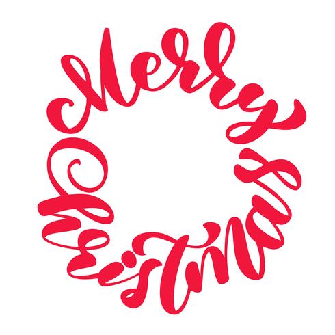 teksten Merry Christmas hand geschreven in een cirkel kalligrafie letters. handgemaakte vectorillustratie. Leuke penseelinkt typografie voor foto-overlays, t-shirt print, flyer, posterontwerp vector