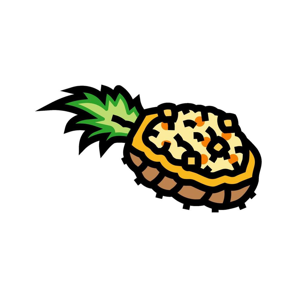 ananas gebakken rijst- Thais keuken kleur icoon vector illustratie