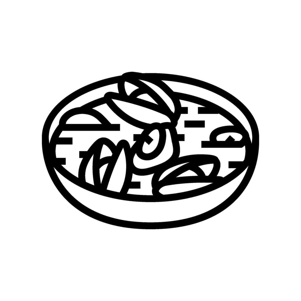 mosselen bouillon zee keuken lijn icoon vector illustratie