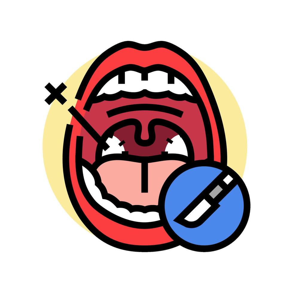 tonsillectomie chirurgie kleur icoon vector illustratie