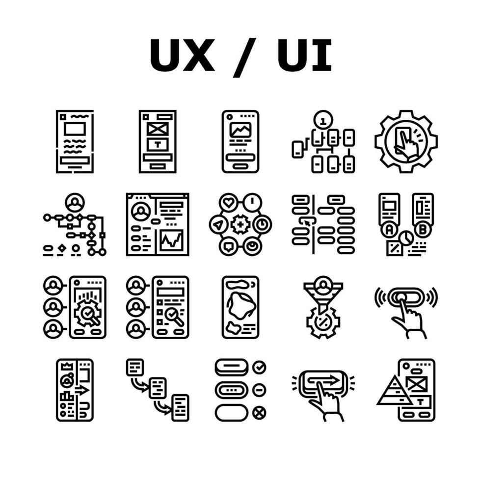 ui ux ontwerp agentschap gebruiker ontwikkelen pictogrammen reeks vector